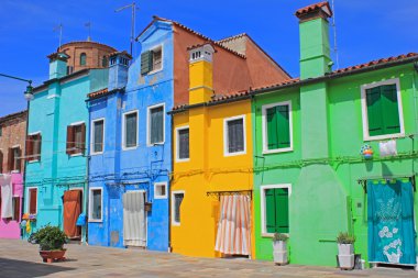 Renkli evleri, Burano, Venedik, İtalya
