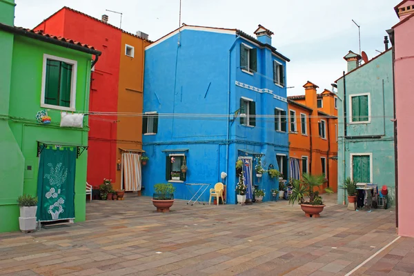 Courtyard and  Houses, Burano, Venice, Italy — Stock Photo, Image