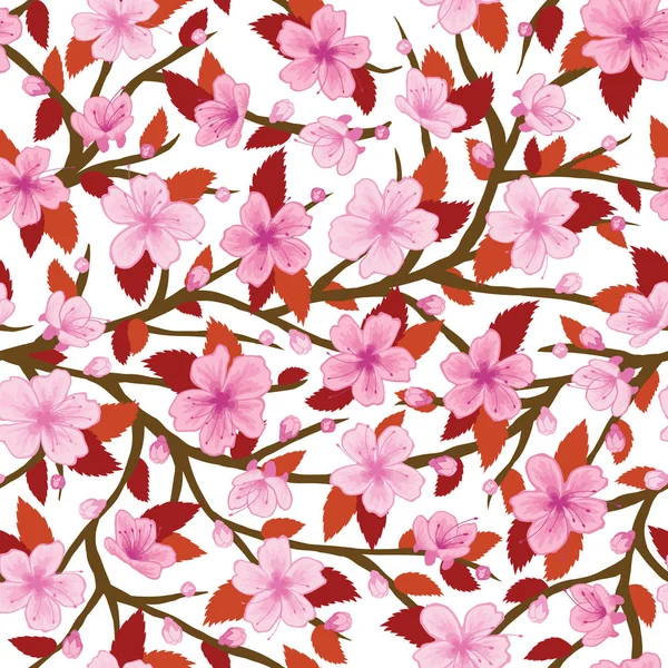 Sakura Flower Cherry Blossom Seamless Pattern — Stock Photo, Image