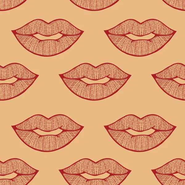 Line Art Lips Ілюстрація Безшовному Візерунку — стокове фото