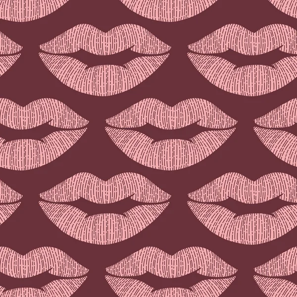 Line Art Lips Illustration Seamless Pattern — Stock Photo, Image