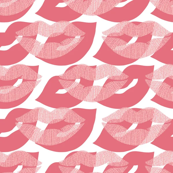 Line Art Lips Illustration in a Seamless Pattern