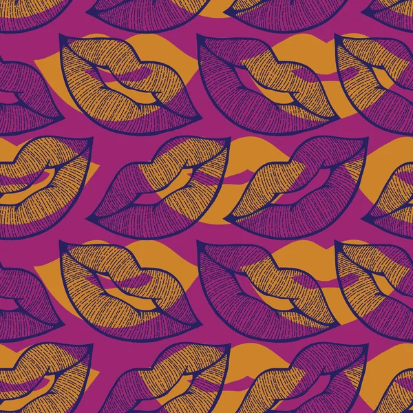 ライン アート唇シームレス パターンのイラスト — ストック写真