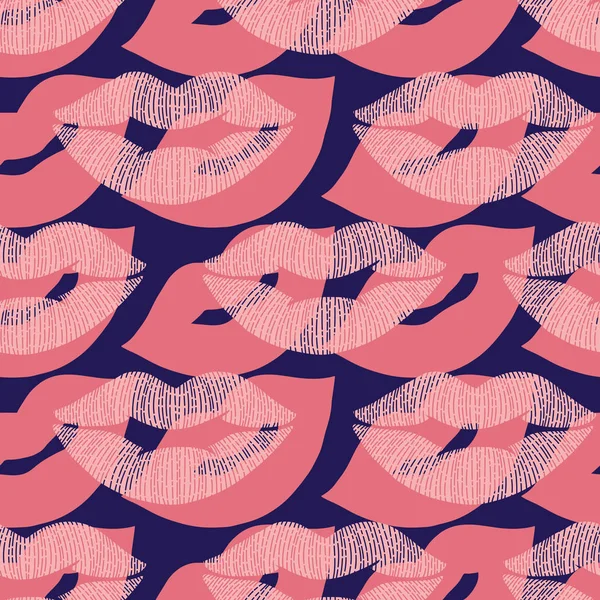 Line Art Lips Illustration Seamless Pattern — Stock Photo, Image