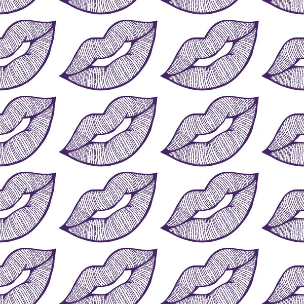 Line Art Lips Ілюстрація Безшовному Візерунку — стокове фото