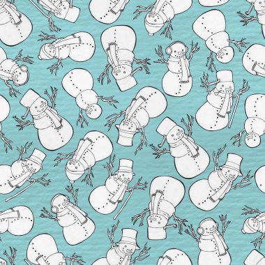 El çekilmiş çeşitli öznitelikleri sorunsuz bir desende giyen kardan adam