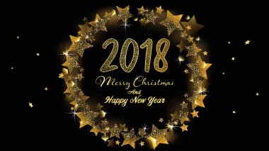 Merry Christmas and Happy New Year 2018 banner clipart