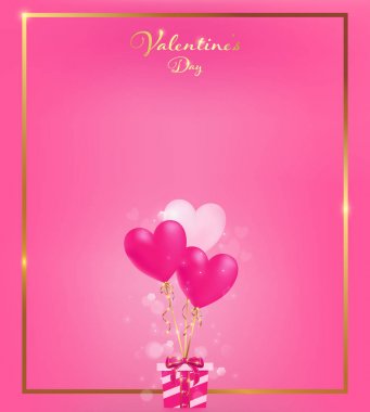 yumuşak pembe davetiye altın kenarlık ve kalp balon kravat hediye kutusu ile birlikte sihirli fişekleri ile aşağı, reklam dekoratif sanat kullanım bırakarak veya davet kutlamak.