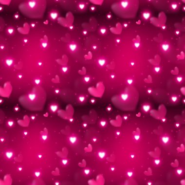 Pembe arka planda sihirli parçacıkları olan pırıl pırıl parlayan bir kalp.