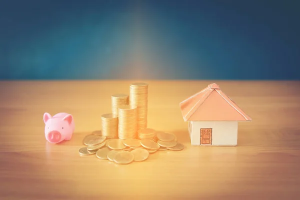 Pengar att spara idéer för hem, finansiella och ekonomiska idéer, Spara pengar i förbereda för framtiden, växer upp mynt — Stockfoto