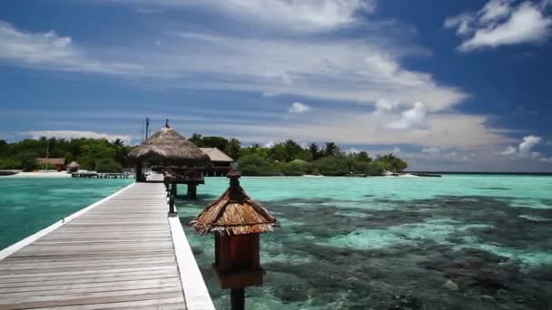 Blick von der Brücke auf die Insel — Stockvideo