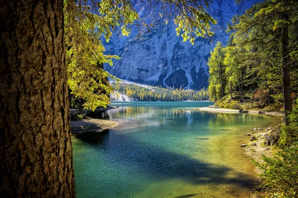 Braies Lake, Dolomites, Trentino Alto Adige, Italy — Stock Photo, Image