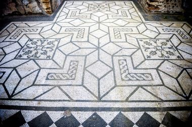 Villa Adriana. Orijinal Roma mozaik taban. Tivoli, Roma.