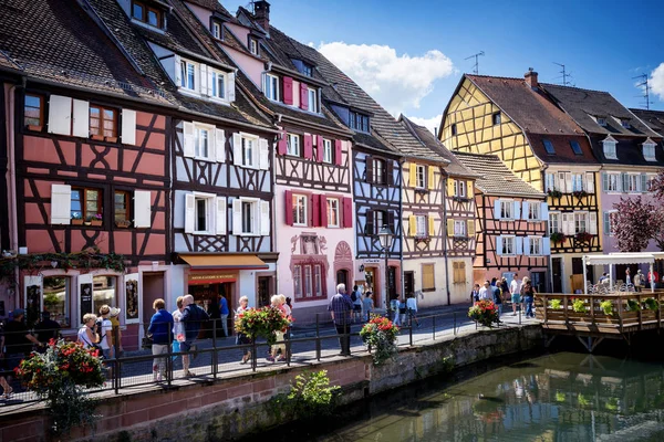 Colmar Alsace France August 2016 Colorful Traditional French Houses Side — стоковое фото