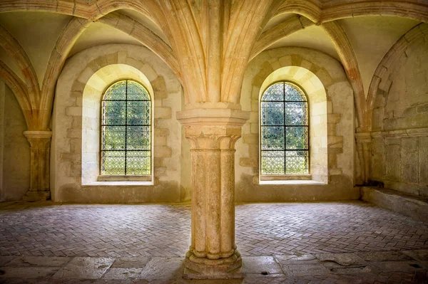 Abbazia Fontenay Borgogna Interno Della Famosa Abbazia Cistercense Fontenay Patrimonio — Foto Stock