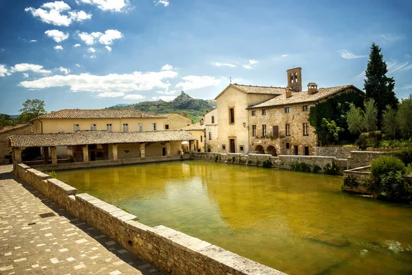 Antiguos Baños Termales Pueblo Medieval Bagno Vignoni Siena Toscana Italia —  Fotos de Stock