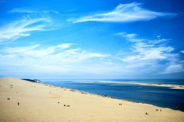 Dune Pilat (Dune du pile) - en yüksek kumul Avrupa, Arcachon Bay, Aquitaine, Fransa, Atlantik Okyanusu