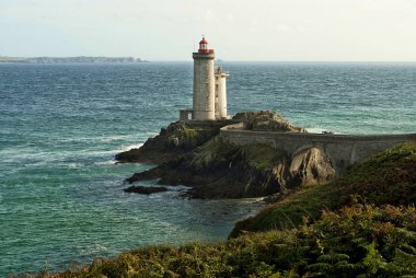 Phare du petit minou Plouzane, Brittany, Fransa görünümünü