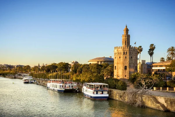 View Golden Tower Torre Del Oro Seville Andalusia Spain River — Stock Photo, Image