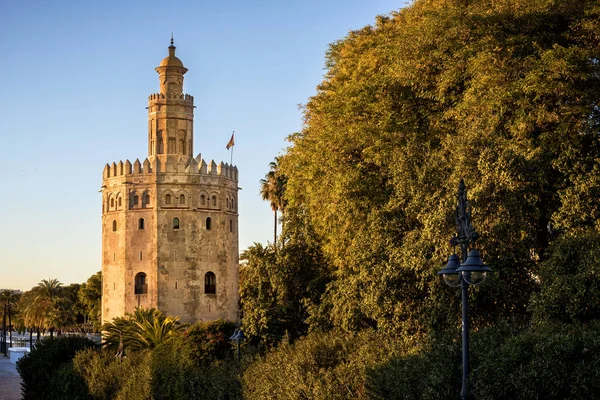 Vista Torre Del Oro Sevilla Andalucía España Sobre Río Guadalquivir — Foto de Stock