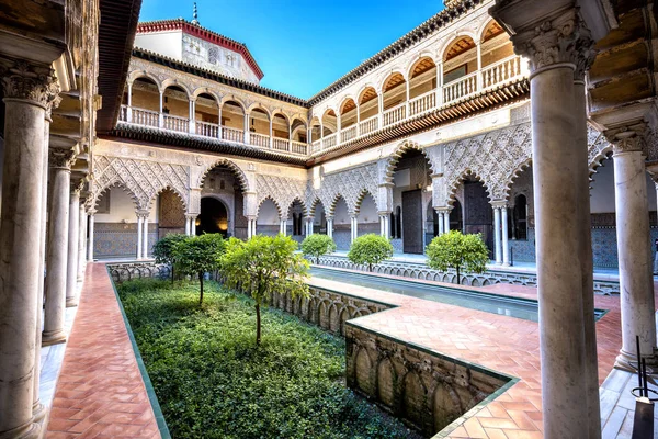 Sevilla, İspanya: Gerçek Alcazar Seville. Patio de las Doncellas Kraliyet Sarayı, gerçek Alcazar (1360 inşa edilmiş), İspanya