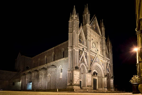 Panoráma Orvieto Székesegyház Duomo Orvieto Éjjel Umbria Olaszország — Stock Fotó