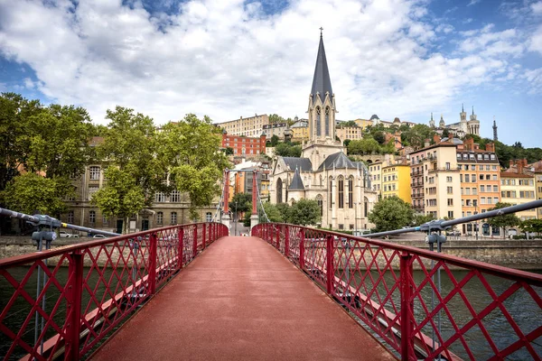 Lyon, Eglise Saint George seen from the Passerelle St. George (Walkways). France.