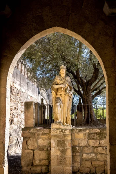 Cordoue Statue Pierre Roi Chevalier Médiéval Alcazar Los Reyes Cristianos — Photo