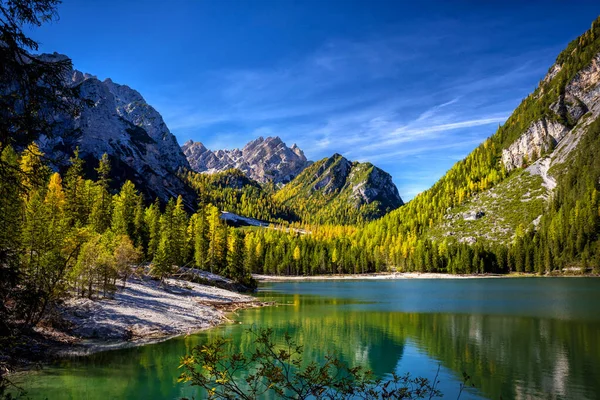 Braies Lake Dolomites Trentino Alto Adige Italy — Stock Photo, Image