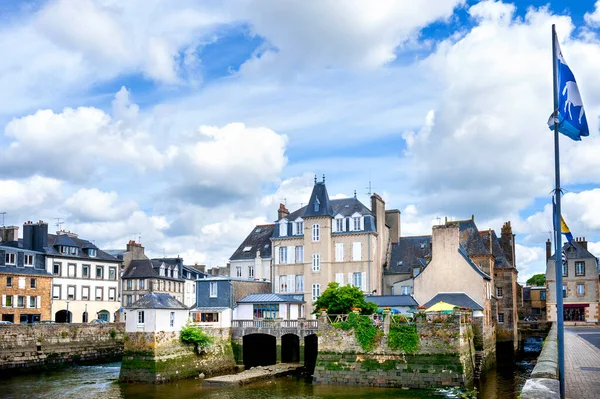 Landerneau Pont Rohan Puente Con Tiendas Casas Construidas Sobre Brittany — Foto de Stock