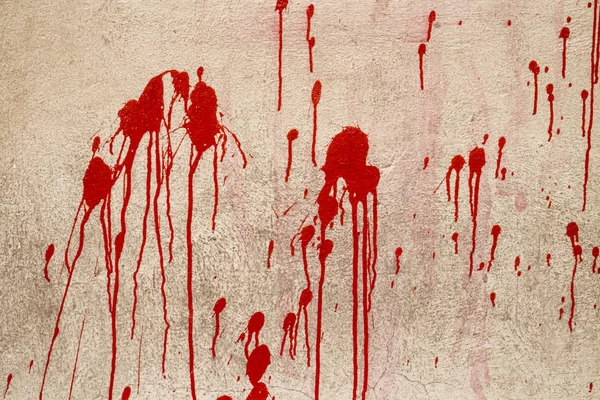 Red Paint Drops Red Ink Blood Blots Splashes Old Concrete — Stock Photo, Image