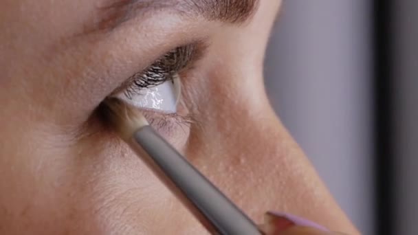 Makeup unteres Augenlid — Stockvideo