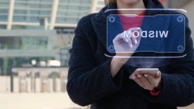 Woman interacts HUD Wisdom