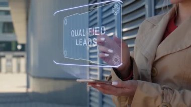 Businesswoman interacts HUD Qualified leads