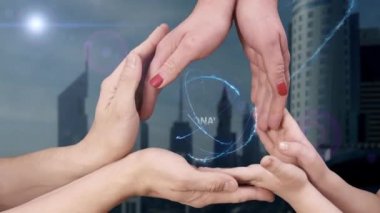 Eller hologram Coronavirüs 'ü gösteriyor