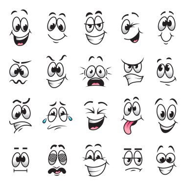 Karikatür yüzler ifadeler vektör ayarla