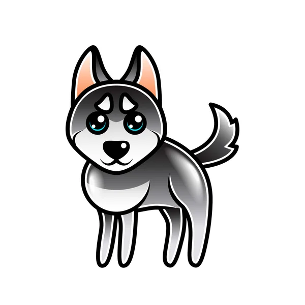 Lindo perro husky de dibujos animados aislado vector — Vector de stock