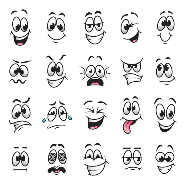 Karikatür yüzler ifadeler vektör ayarla — Stok Vektör