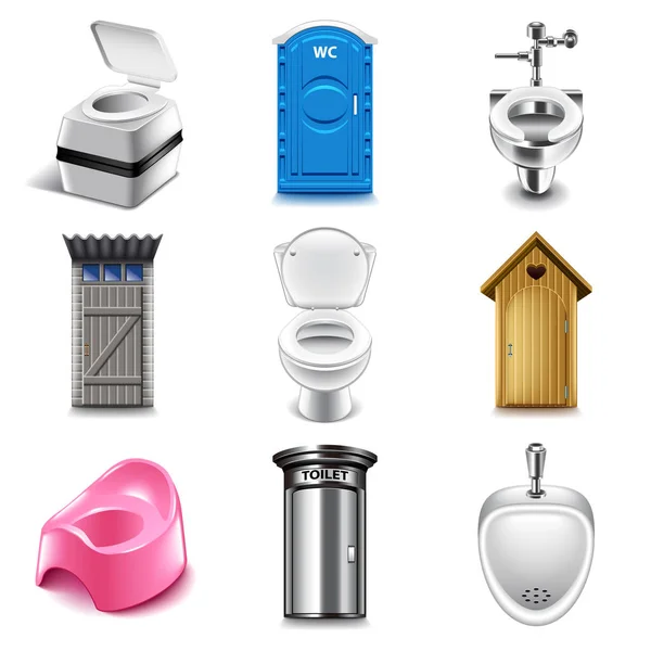 Verschillende toiletten iconen vector set — Stockvector