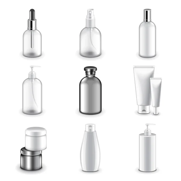 Ensemble vectoriel d'icônes de bouteilles cosmétiques — Image vectorielle