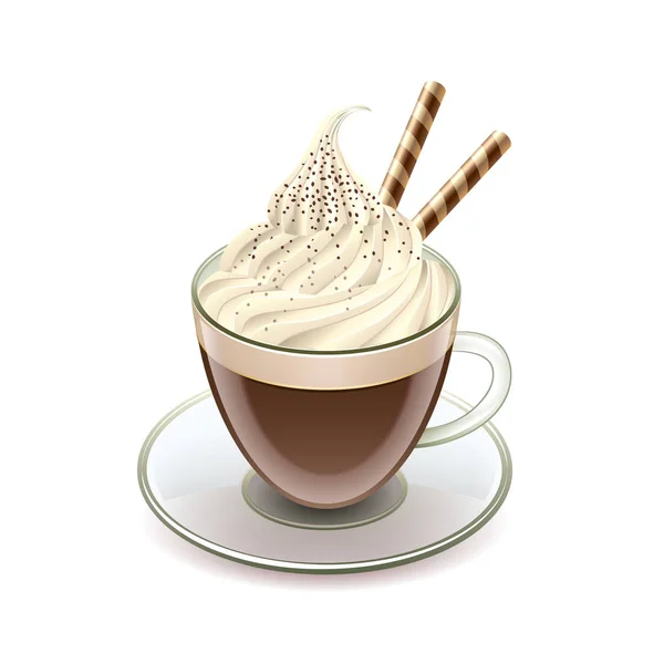 Kahve Dondurma Glace ile vektör izole — Stok Vektör