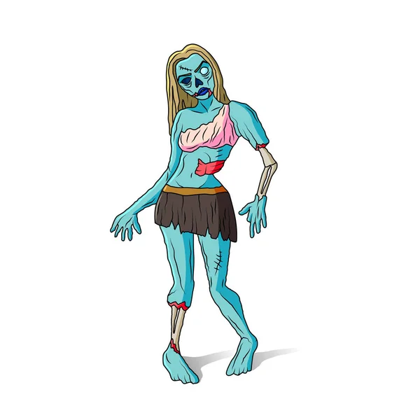 Zombie fille illustration colorée — Image vectorielle