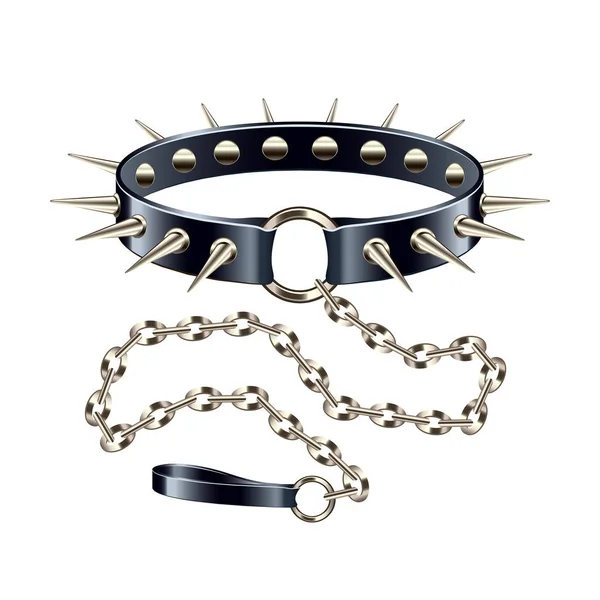 Halsband mit Spikes auf kettenisoliertem Vektor — Stockvektor