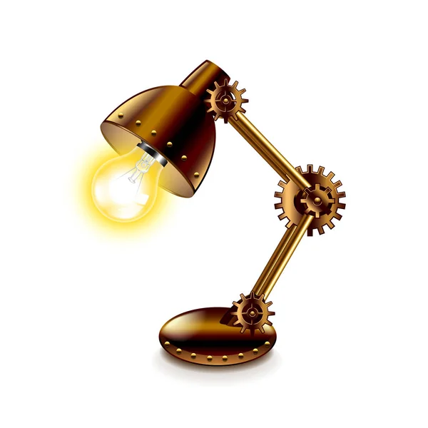Lámpara Steampunk aislada en vector blanco — Vector de stock