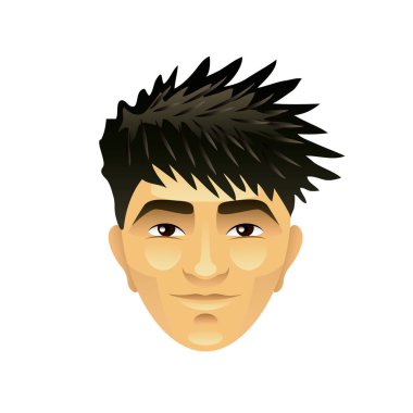 Asya adam yüz izole üzerinde beyaz vektör