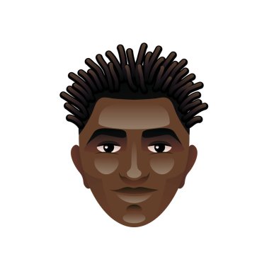 Afrika adam yüz izole üzerinde beyaz vektör