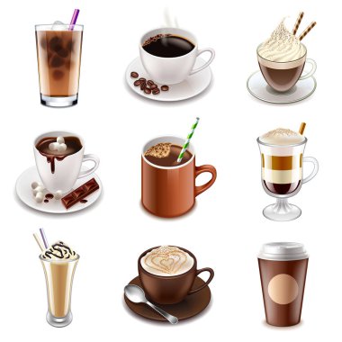 Kahve içecek simgeler vektör set