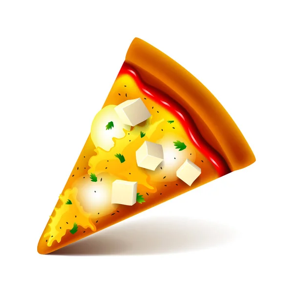 Cheese pizza slice isolated on white vector — Stock Vector