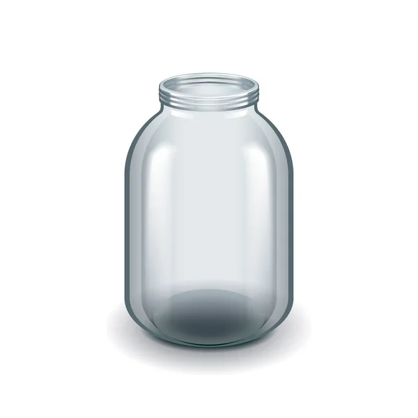 Empty three-liter glass jar isolated on white vector — Stock Vector