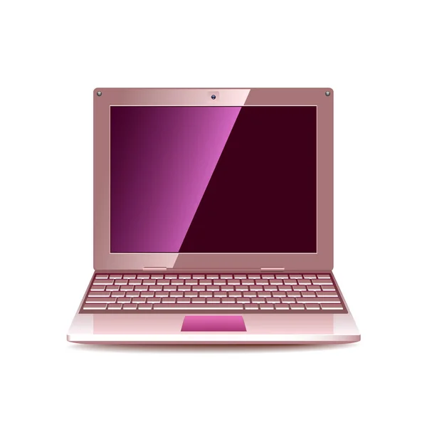 Pink laptop isolated on white vector — Stock Vector